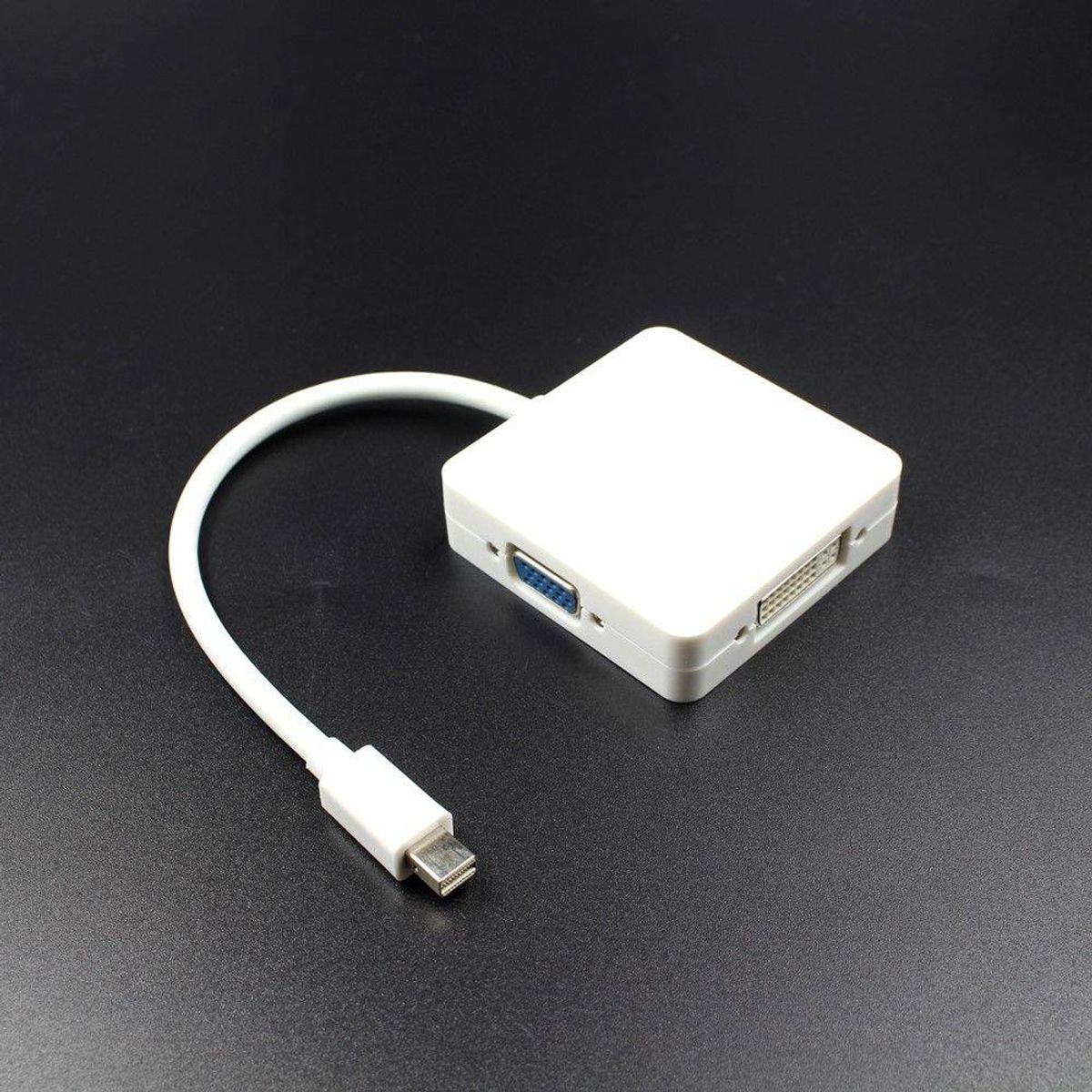 Adapter 3-i-1 design - Mini displayport thunderbolt til DVI+VGA+HDMI adapter - Hvid