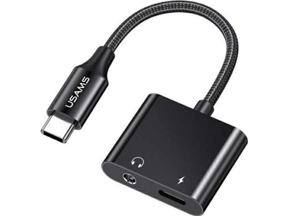 Adapter Usb Usams Usams Au15 Adapter Usb-C - Jack 3.5M Dac + Usb-C Pd60w Czarny/Black Sj598yptc01 (Us-Sj598)