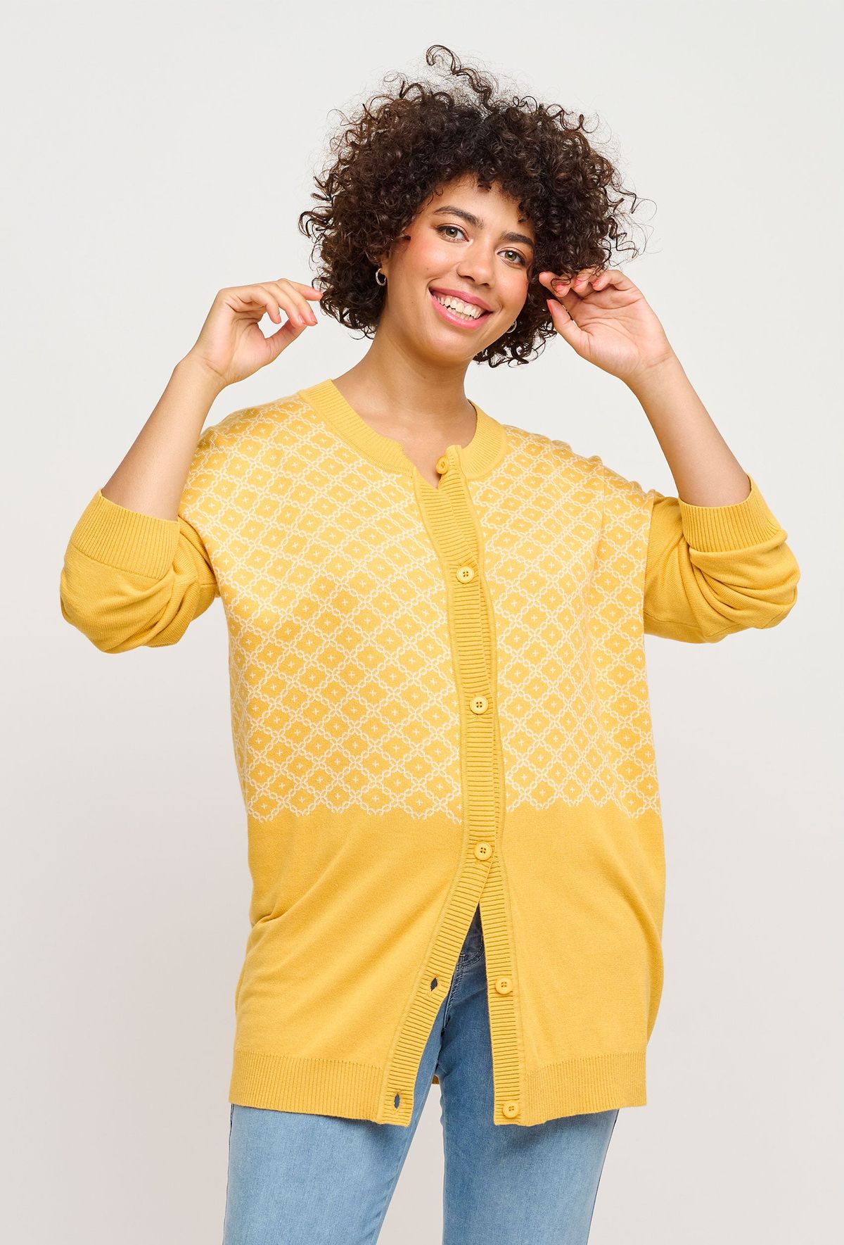 Adia - Cardigan - Adlorra - Yoke Yellow - M/46-48