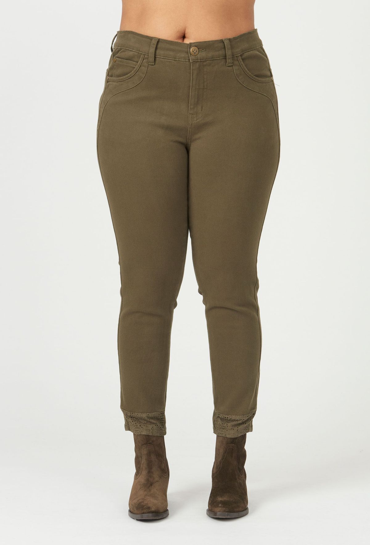 Adia - Jeans - Adjeans Milan 7/8 - Dark Olive - 42