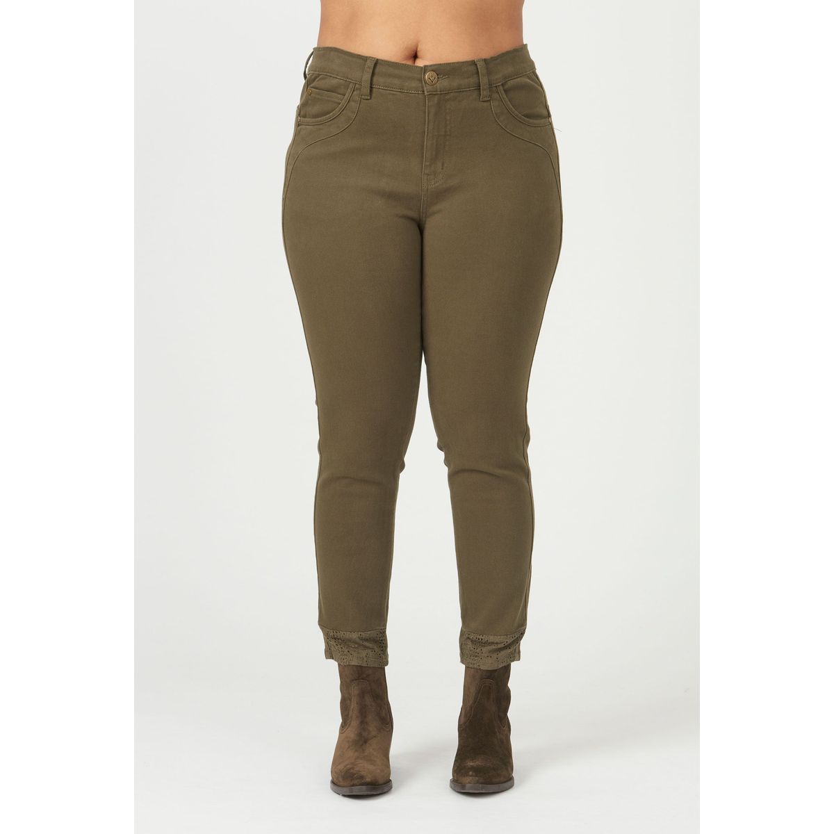 Adia - Jeans - Adjeans Milan 7/8 - Dark Olive - 48