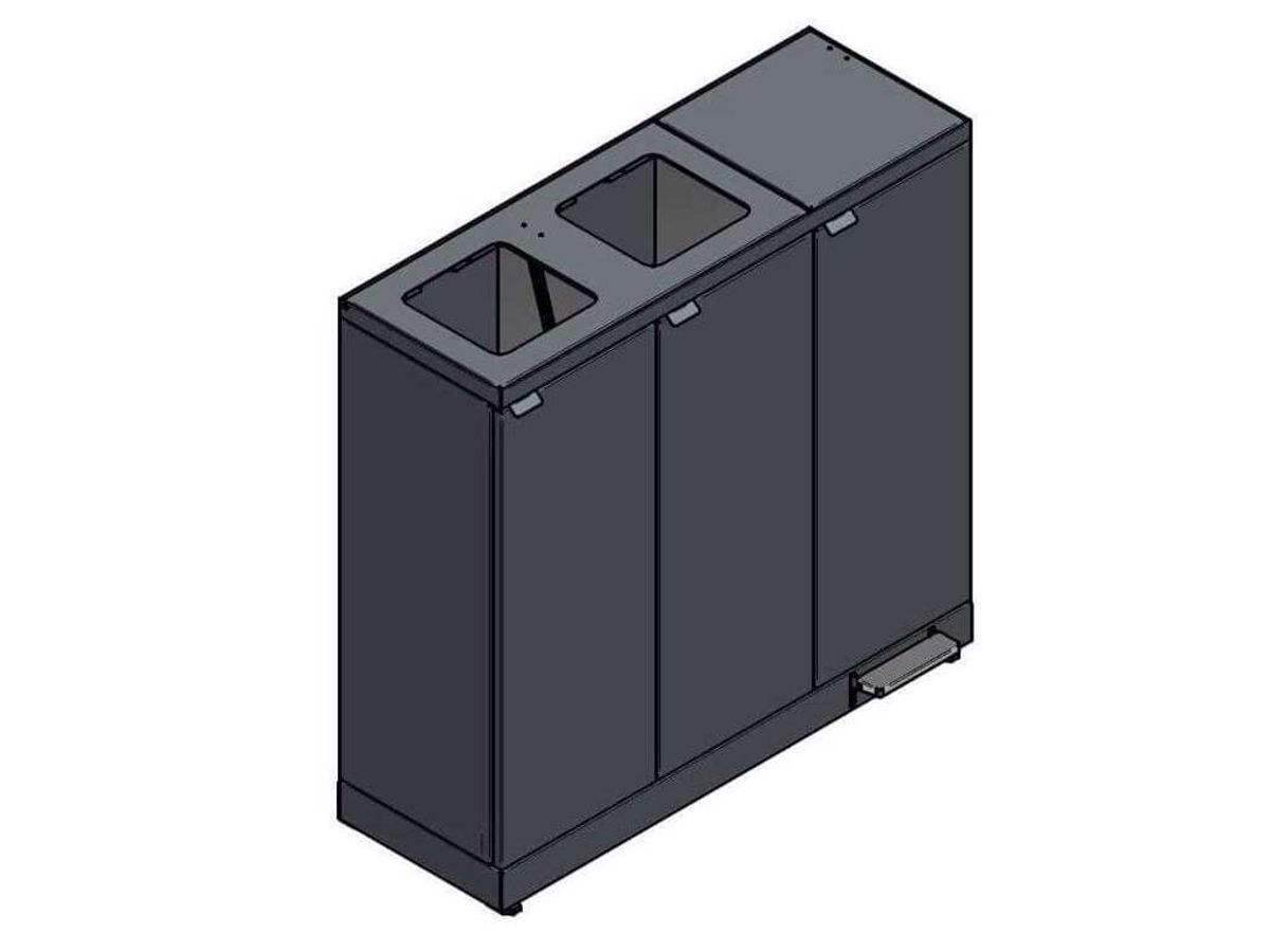 Affaldsbeholder Bica 3x65l 2xåben+1xlåg og Pedal Sort