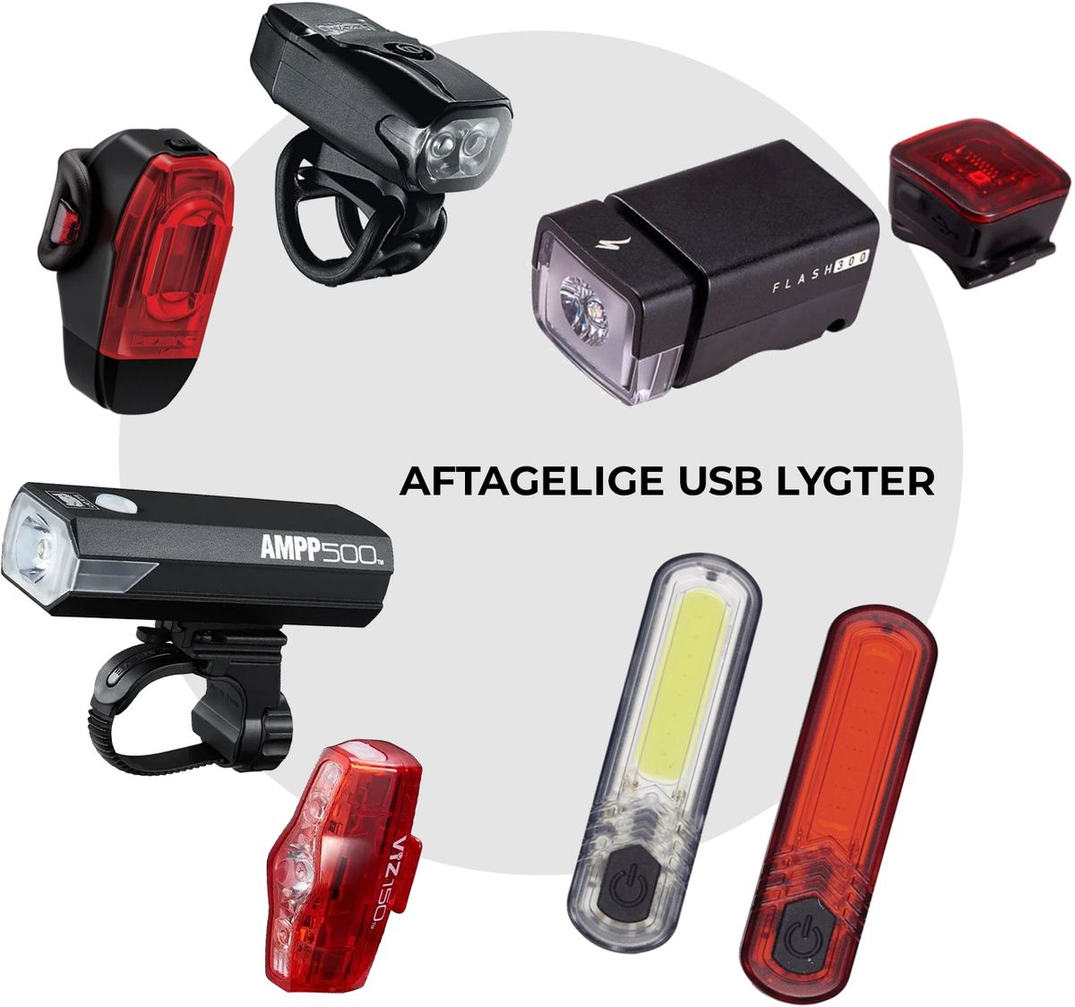 Aftagelige USB Cykellygter (Vi vælger for dig)