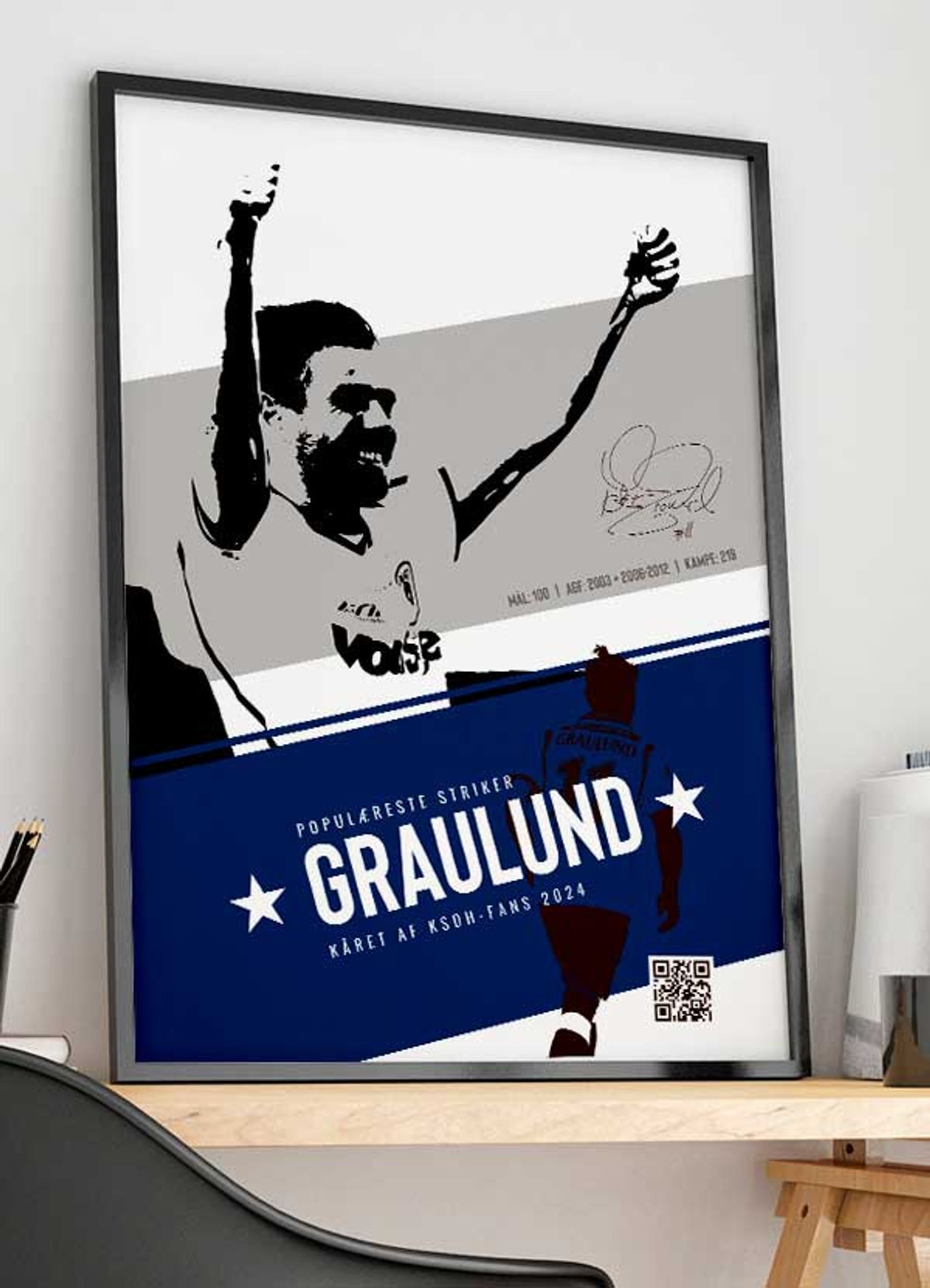 AGF-plakat - Striker - Peter Graulund - 50 x 70 cm - Kr. 279,-