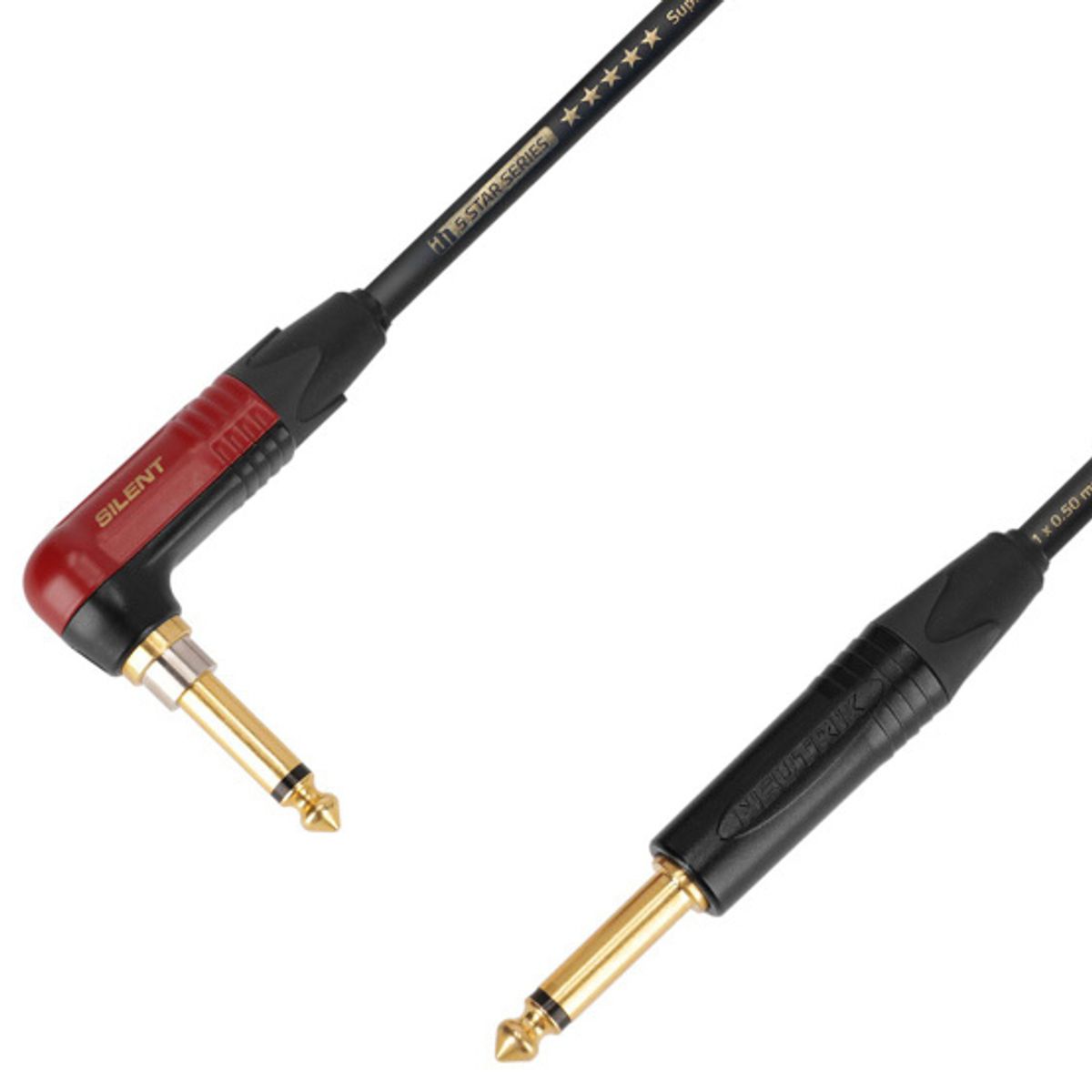 AH Instrument Kabel med Neutrik Jack 6,3mm Mono Han - Han Jack Vinkel Silent 9 meter