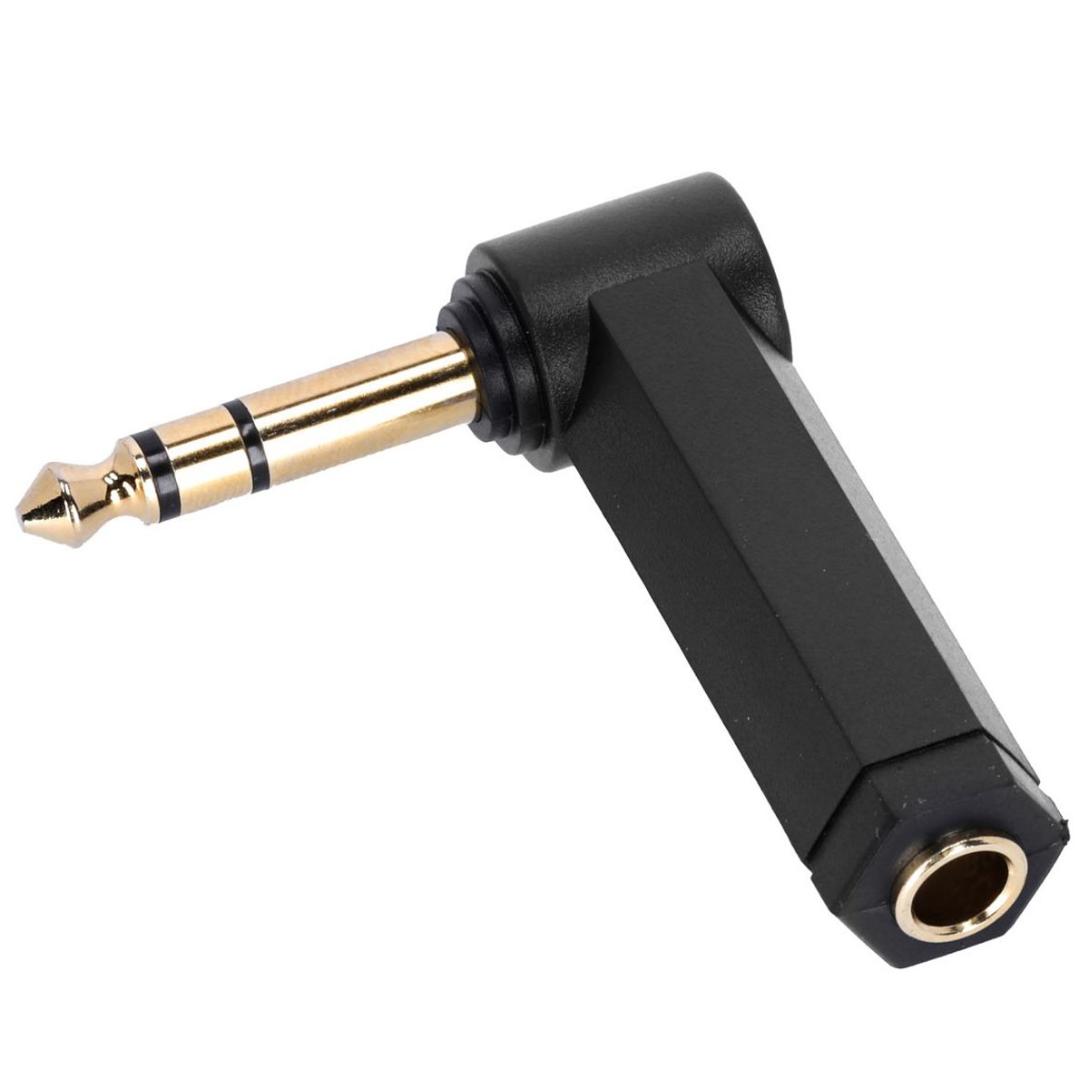 AH Jack 6,3mm Han - Jack 6,3mm Hun Stereo vinkel-adapter