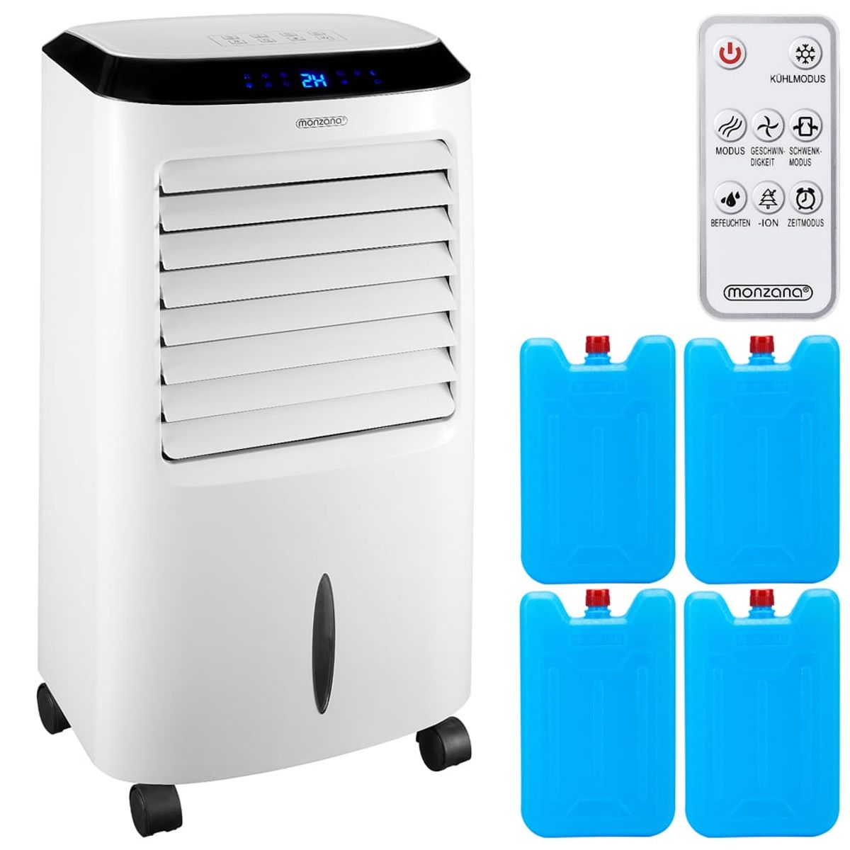 Air Cooler Mobile 4in1, fjernbetjening, 10L med Timer, Luftfugter