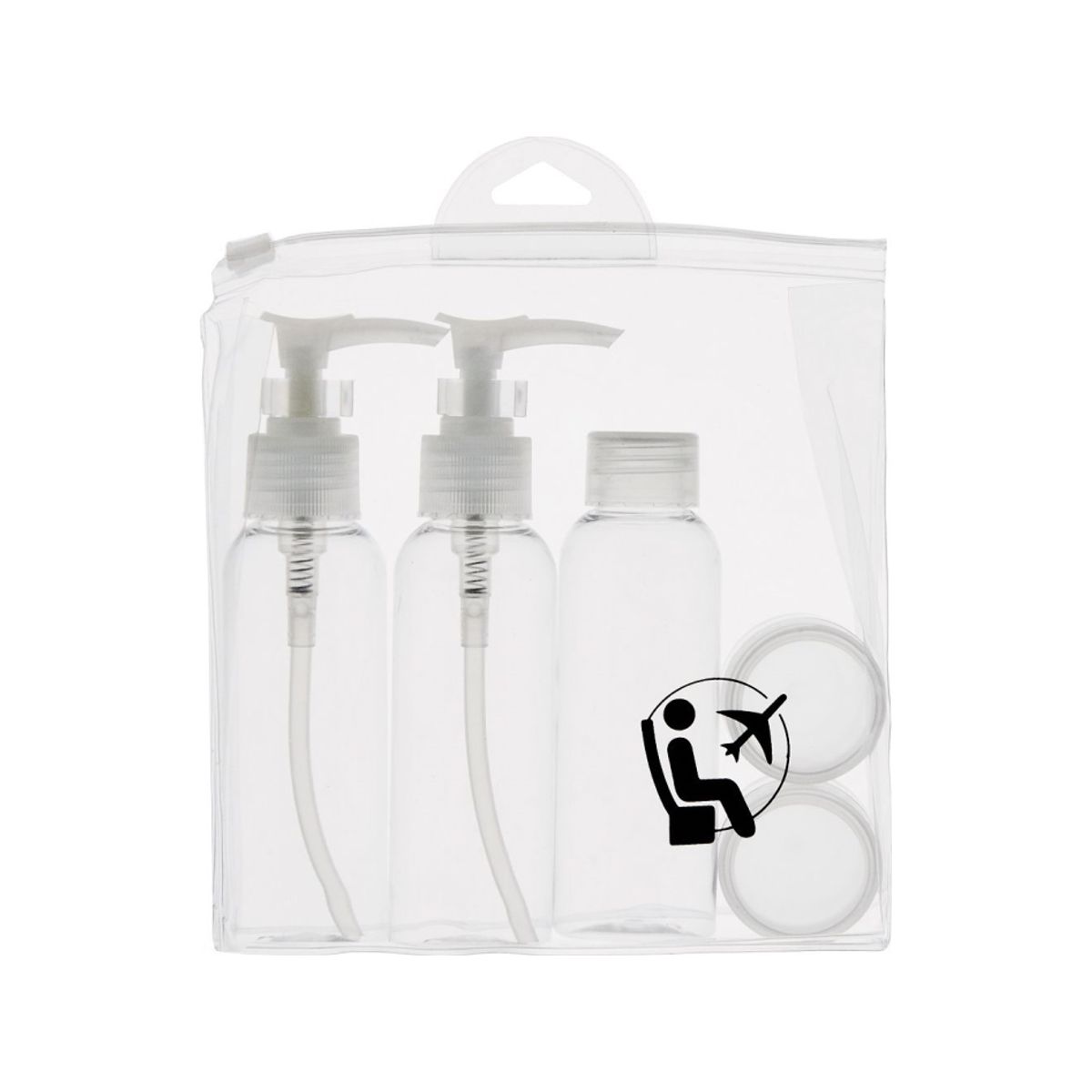 Air Travel Size Bottle Set (Clear) - Perfect For Hand Luggage Liquids - Airport Security Approved Clear Plastic Bag Included