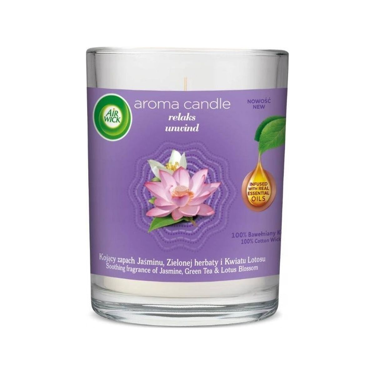 Air Wick_Aroma Candle Afslappende Duftlys Jasmin, Grøn Te &Amp Lotus 220G