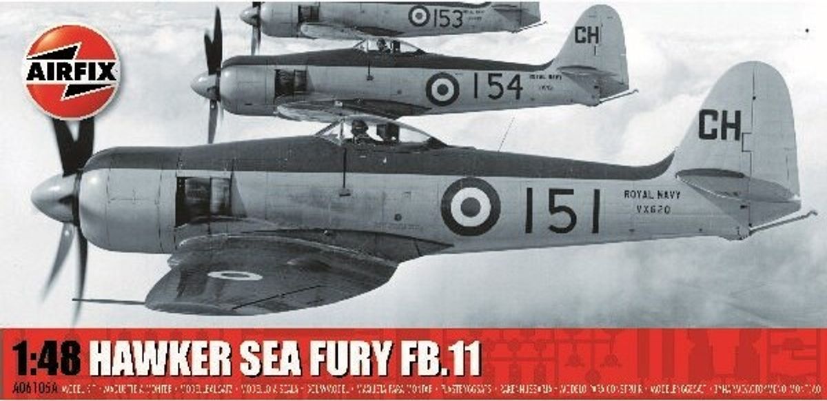 Airfix - Hawker Sea Fury Fb.ii Modelfly Byggesæt - 1:48 - A06105a