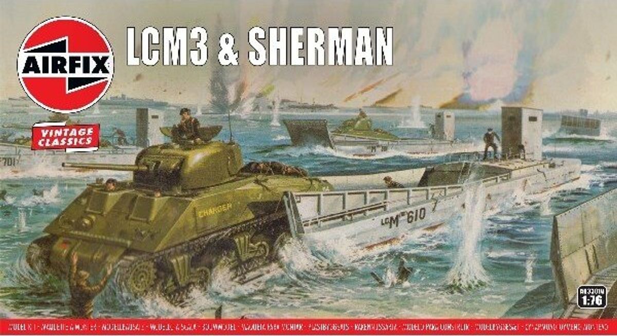 Airfix - Lcm3 & Sherman Byggesæt - Vintage Classics - 1:76 - A03301v