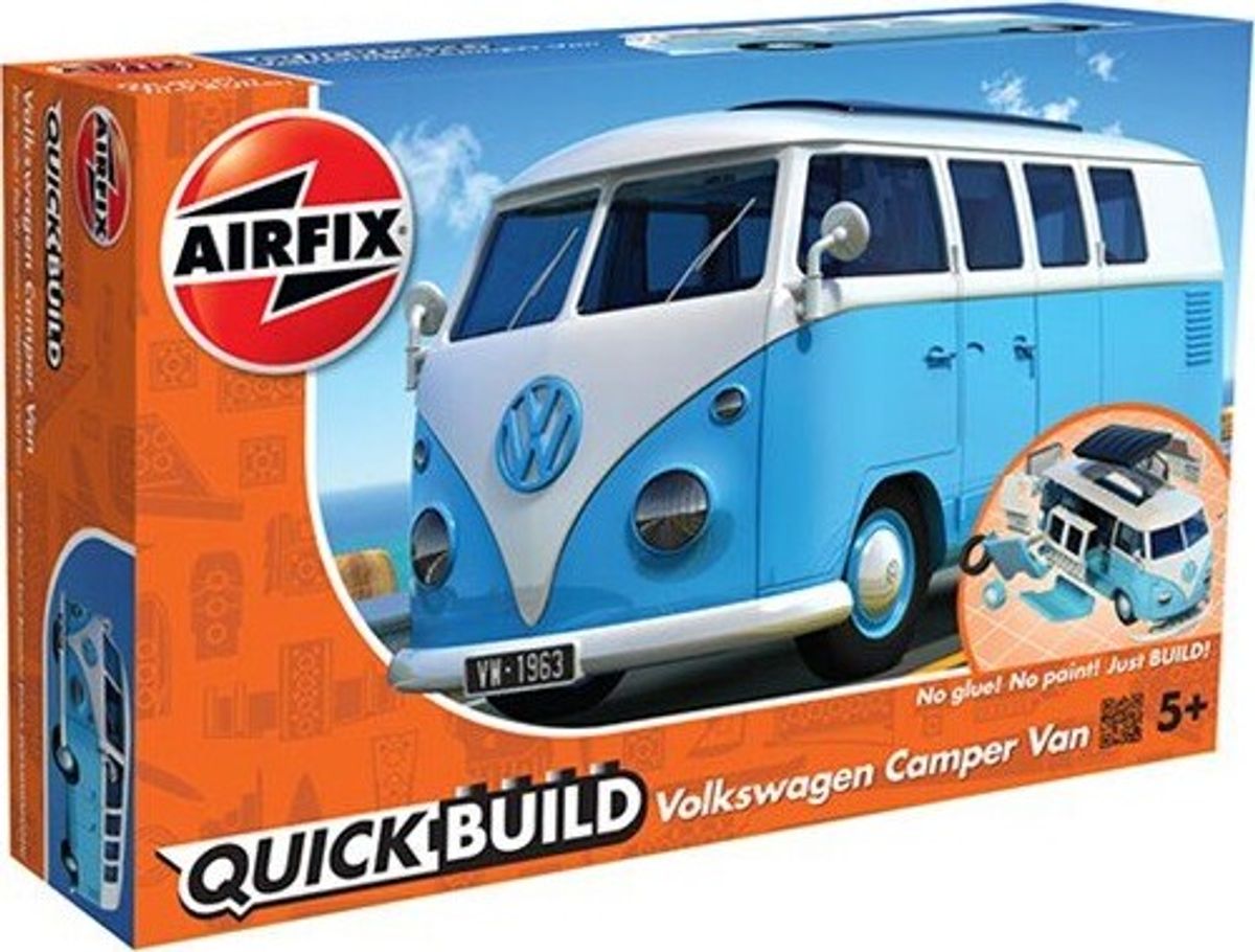 Airfix - Quick Build - Vw Camper Van - Blå - J6024