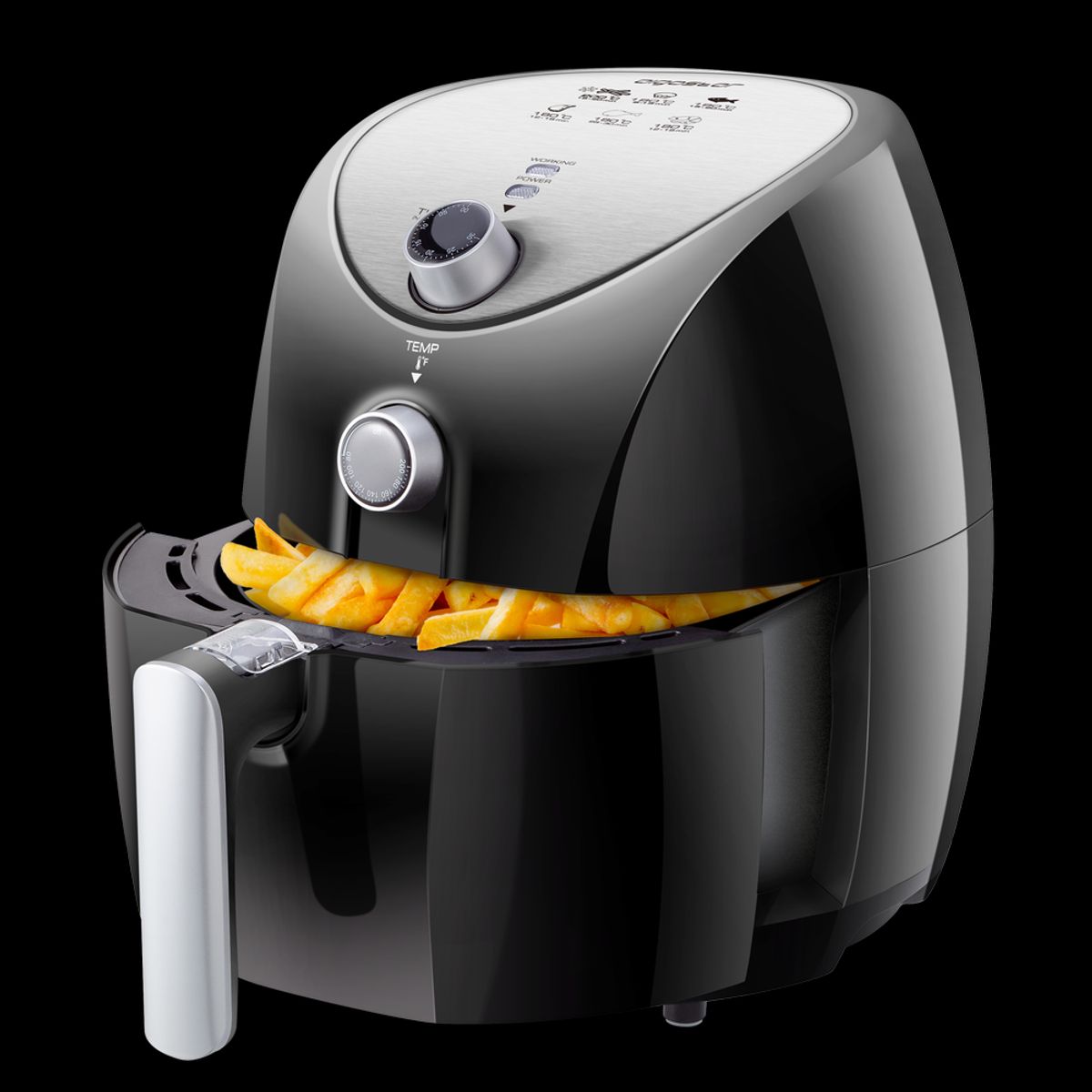 Airfryer mekanisk 1500W 3,5L Dobbeltgryde - Sort Drage Pro