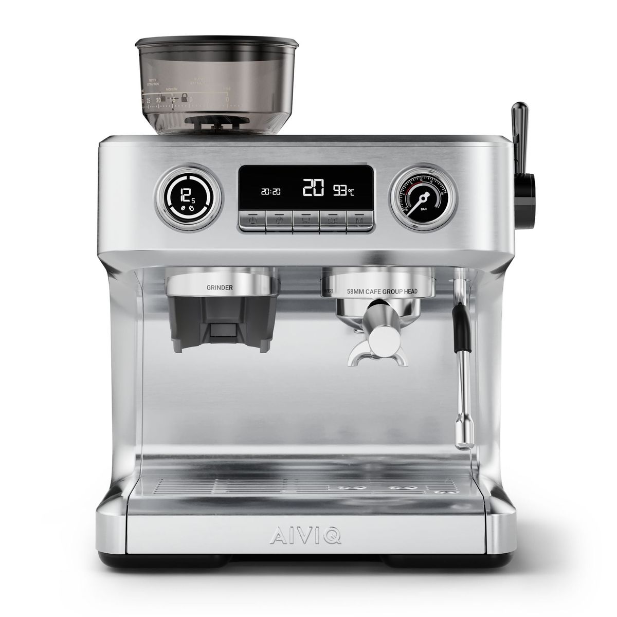 AIVIQ Aspire Advanced - Espressomaskine med Kaffekværn - AME-521S - Rustfrit stål