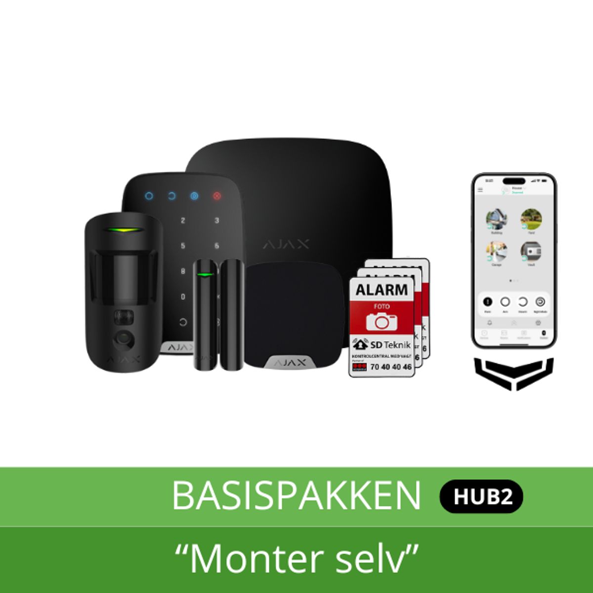 Ajax HUB 2 Basispakke m/PhOd - Sort