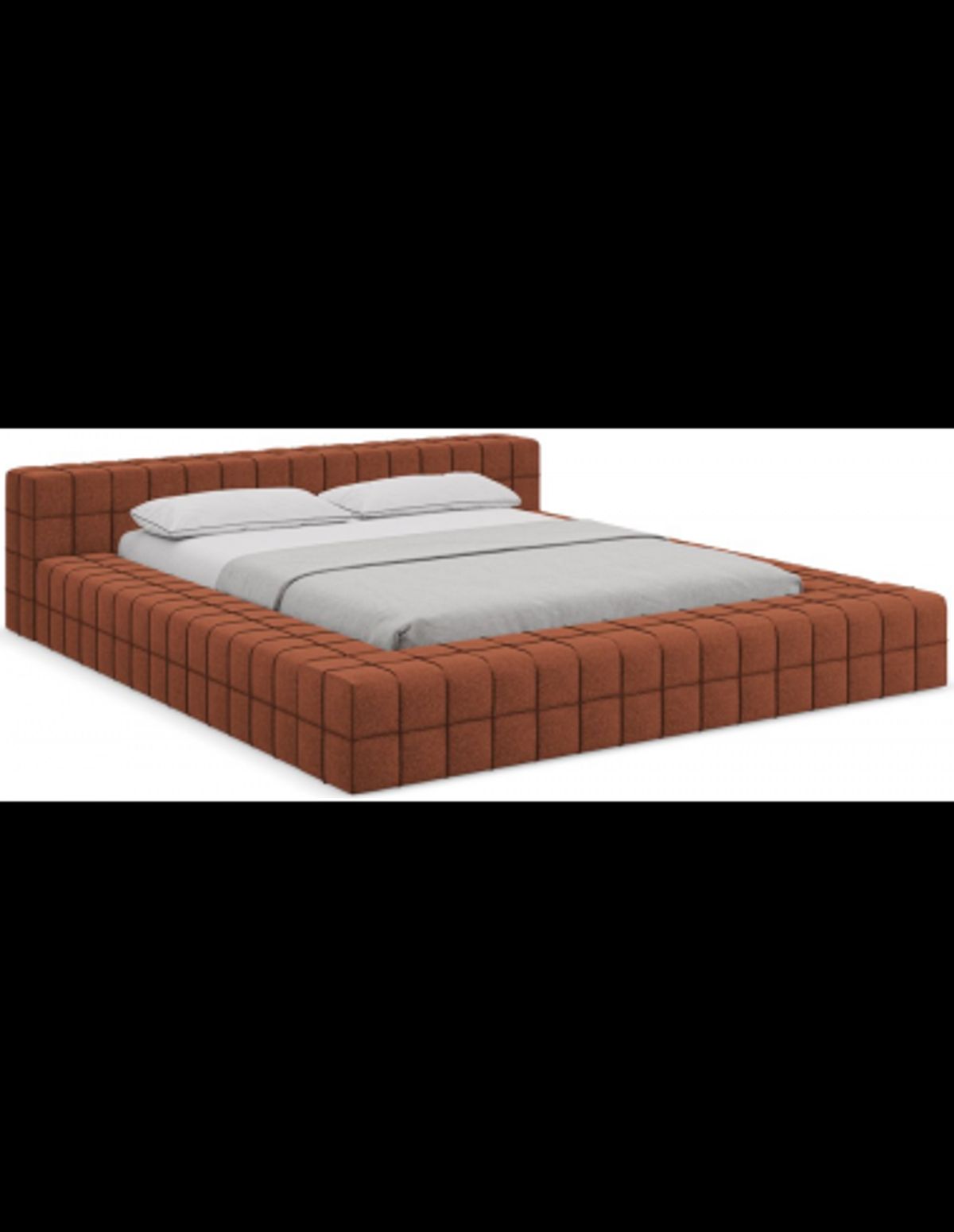 Akela sengeramme i chenille med sengegavl 160 x 200 cm - Terracotta