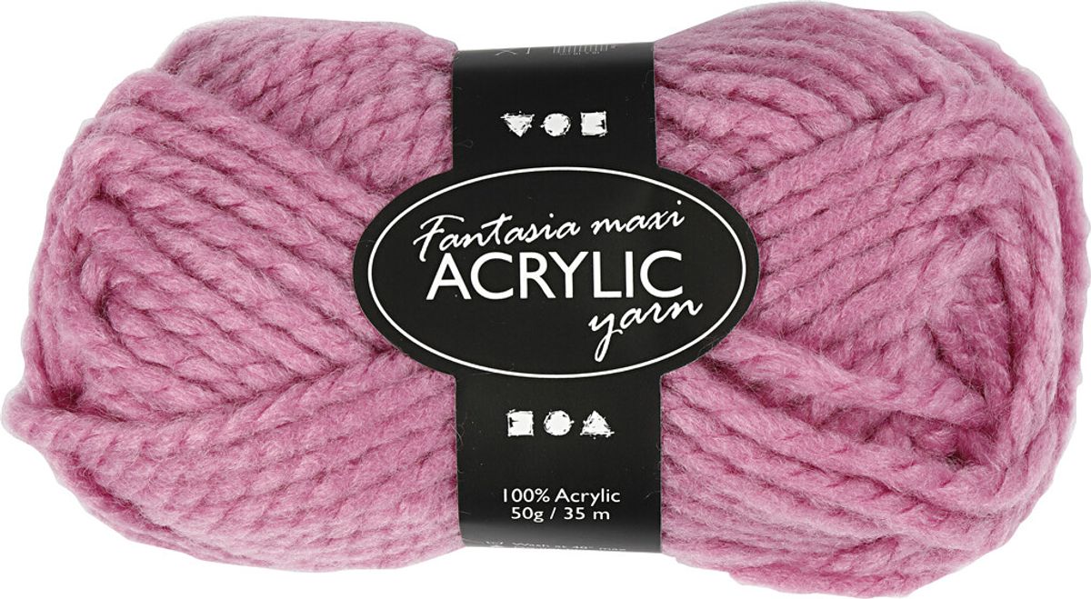 Akrylgarn - L 35 M - Maxi - Rosa - 50 G