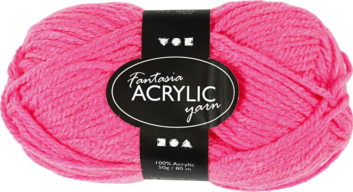 Akrylgarn - L 80 M - Neon Pink - 50 G