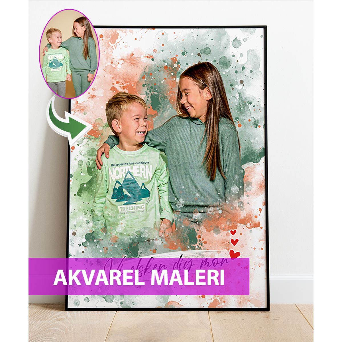 Akvarel - maleri efter dine fotos