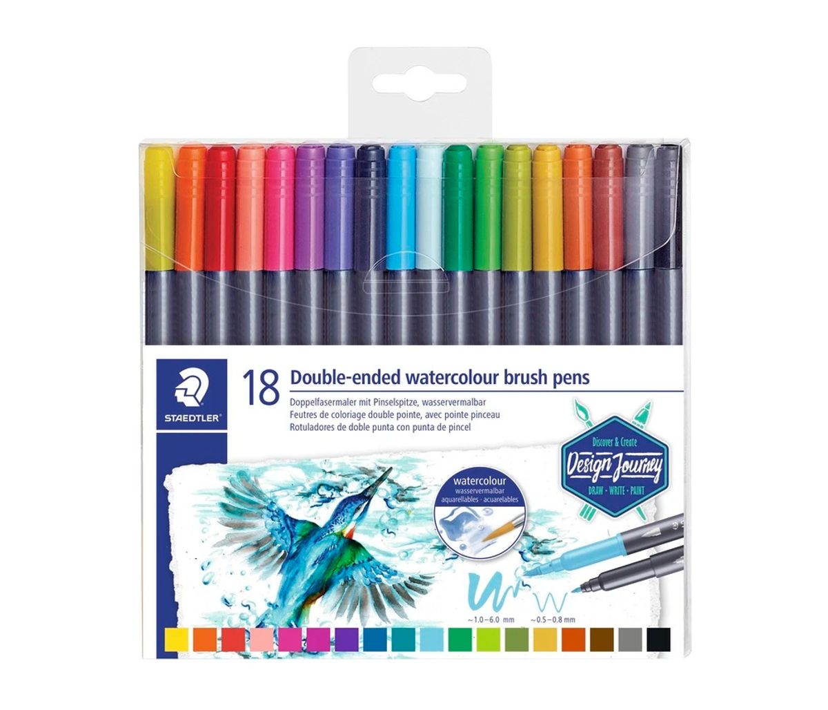 Akvarel Staedtler brush double penne 18 stk. watercolor