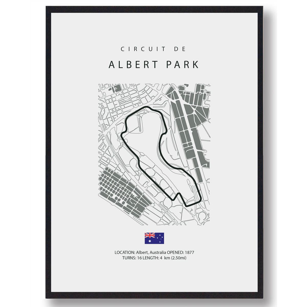 Albert Park Circuit - Formel 1 plakat (Størrelse: L - 50x70cm (B2))