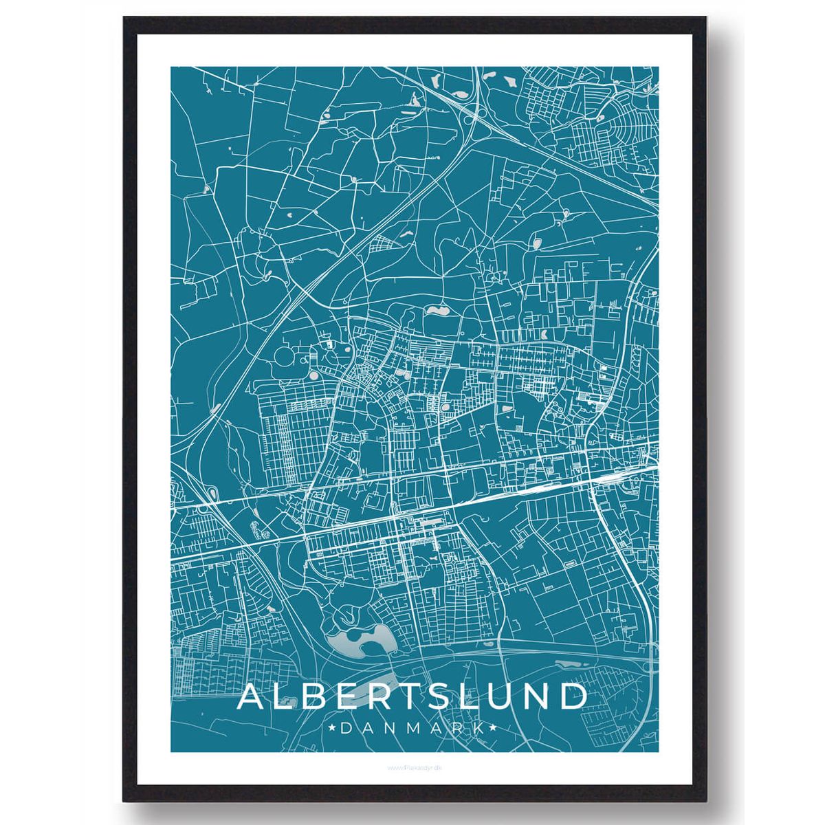 Albertslund by plakat - blå (Størrelse: M - 30x40cm)