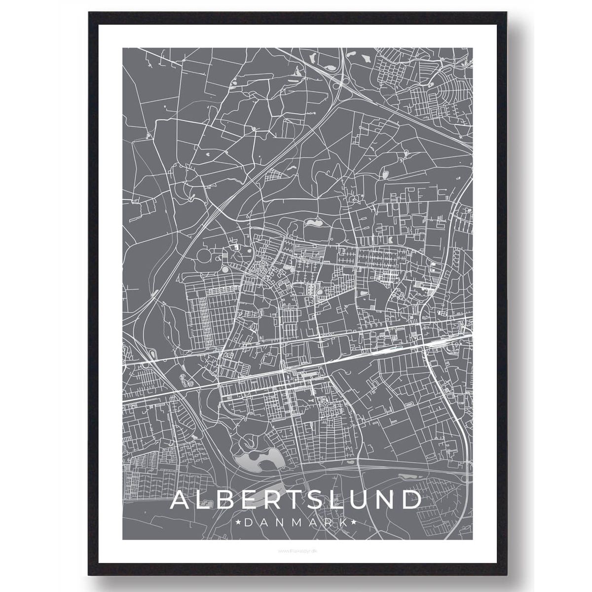 Albertslund by plakat - grå (Størrelse: S - 21x29,7cm (A4))