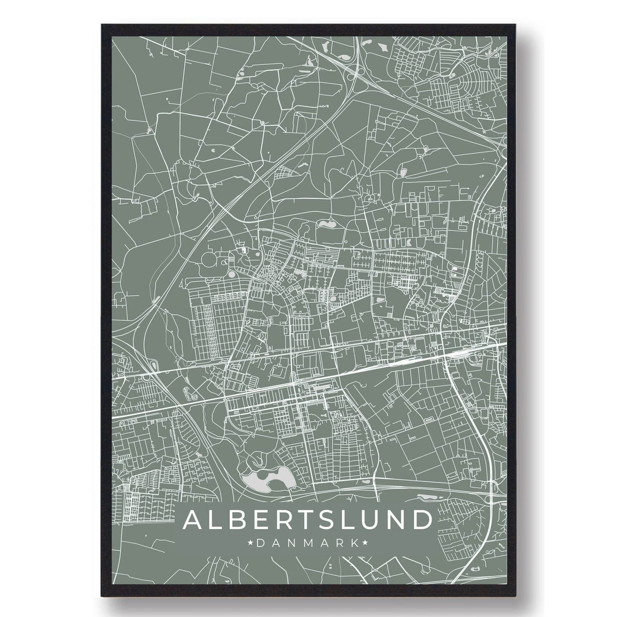 Albertslund plakat - grøn (Størrelse: L - 50x70cm (B2))