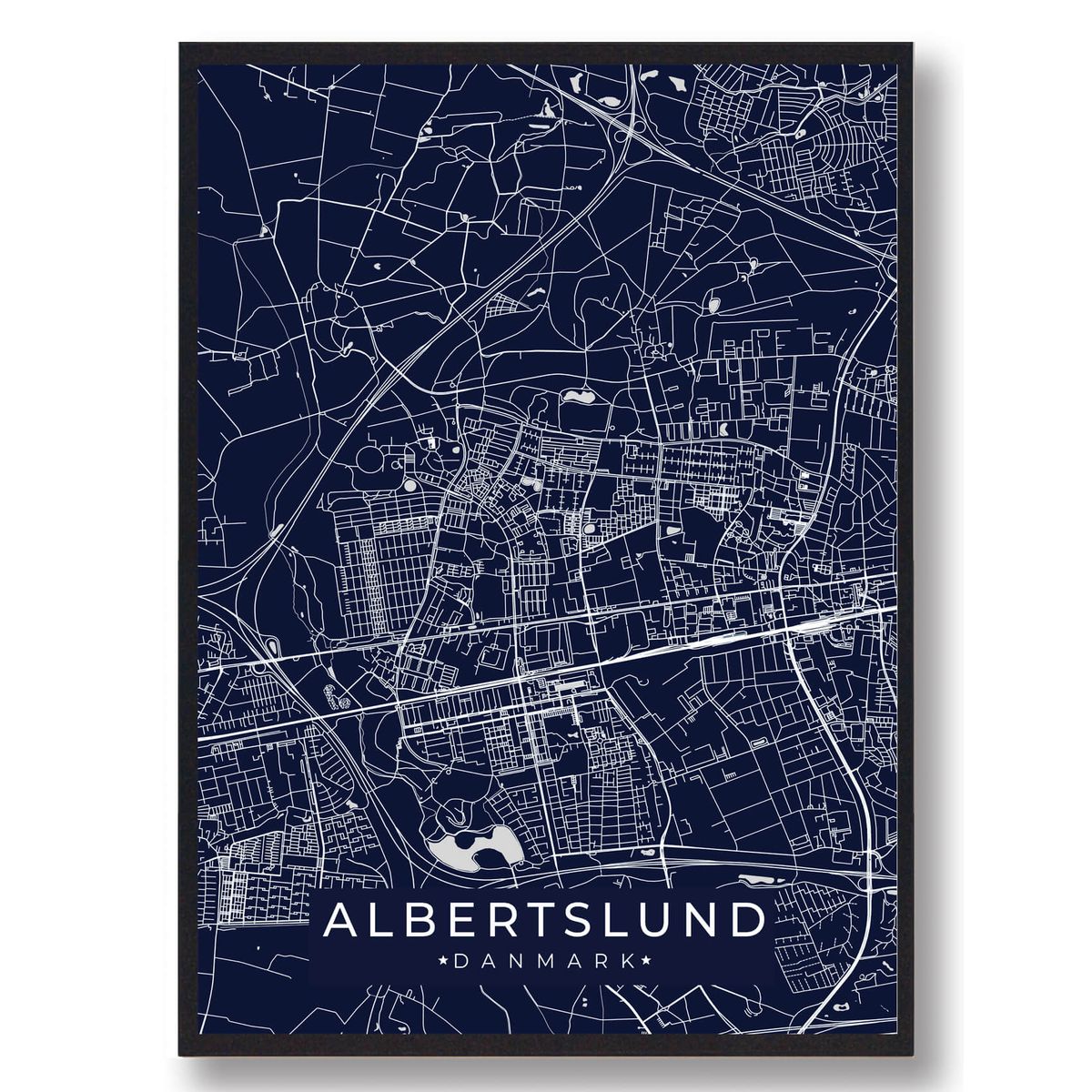 Albertslund plakat - mørkeblå (Størrelse: L - 50x70cm (B2))