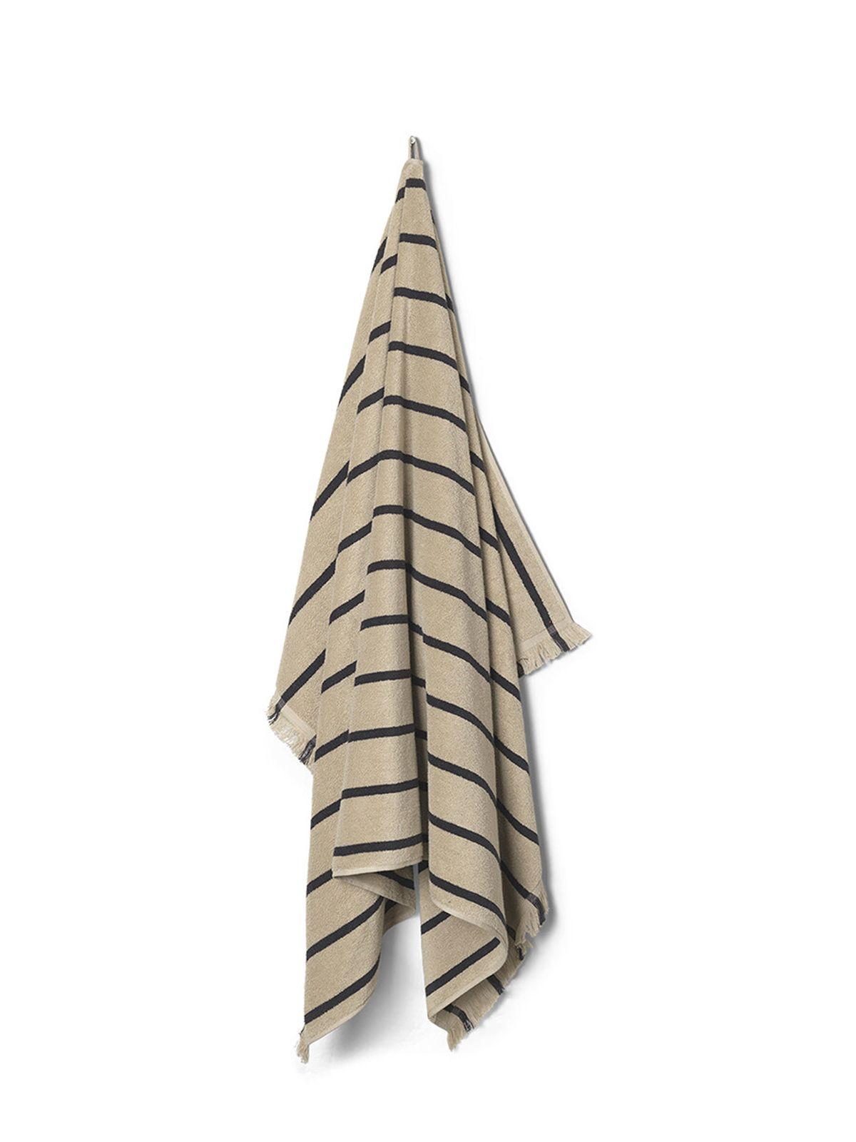 Alee Beach Towel, sand/black fra Ferm Living