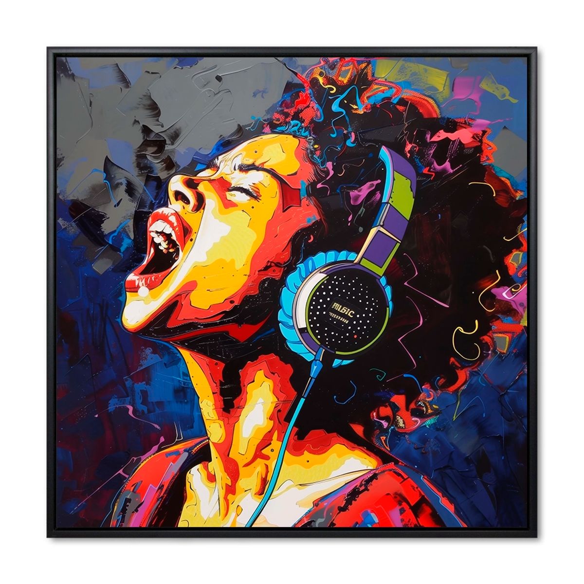 Alive with Music - 120x120 cm. - Sort ramme