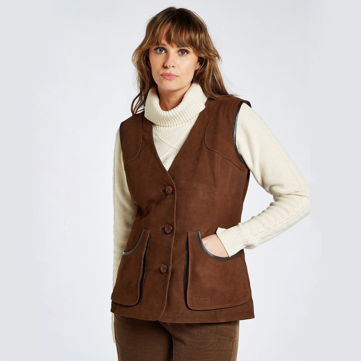 Allendale Leather Gilet skydevest i læder, Walnut - 40 (UK 14)