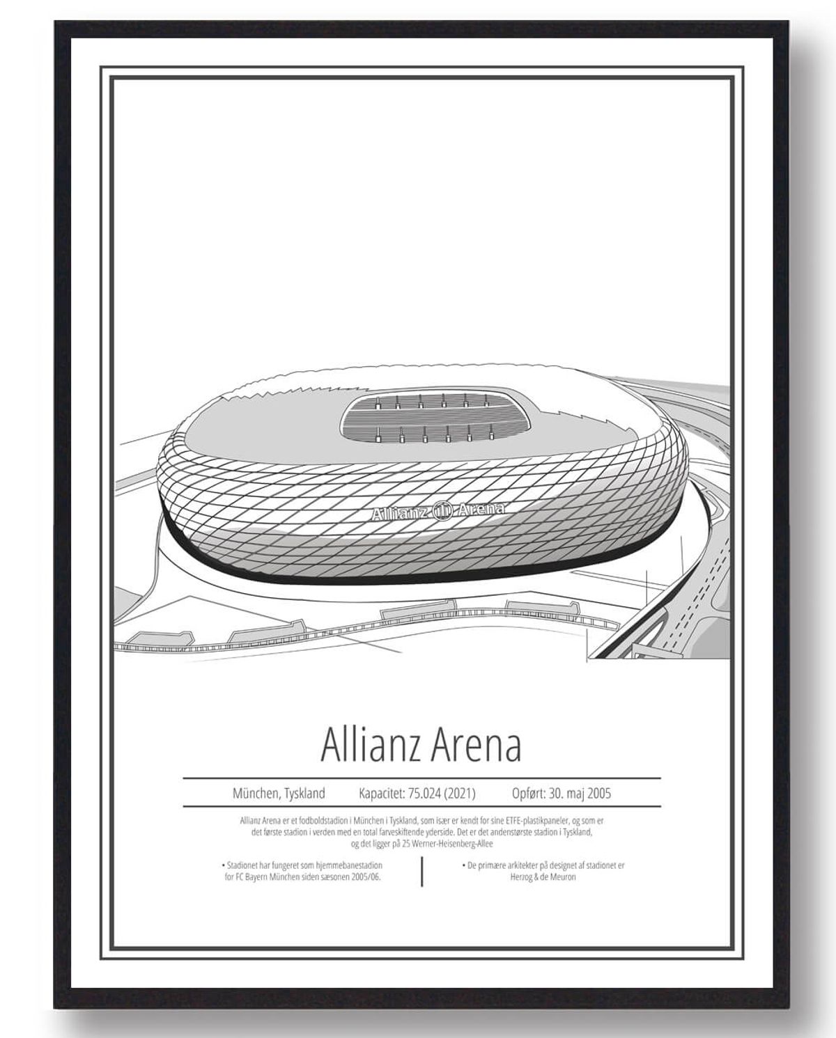 Allianz Arena - Bayern München stadion plakat (Størrelse: L - 50x70cm (B2))