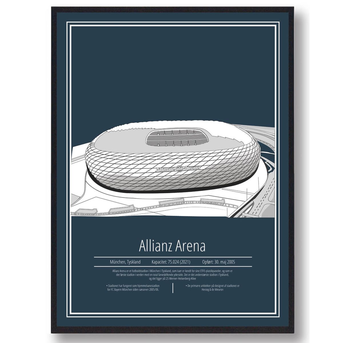 Allianz Arena - Bayern München stadion plakat (Størrelse: L - 50x70cm (B2))