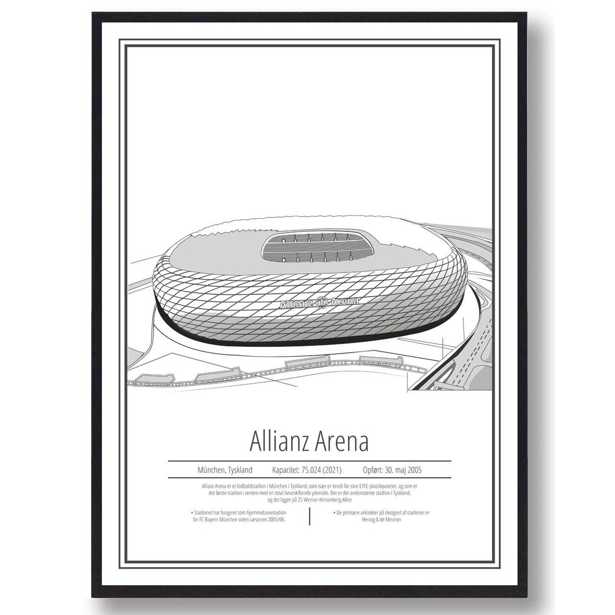 Allianz Arena - Bayern München stadion plakat (Størrelse: M - 30x40cm)