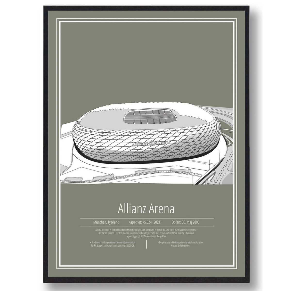 Allianz Arena - Bayern München stadion plakat (Størrelse: M - 30x40cm)