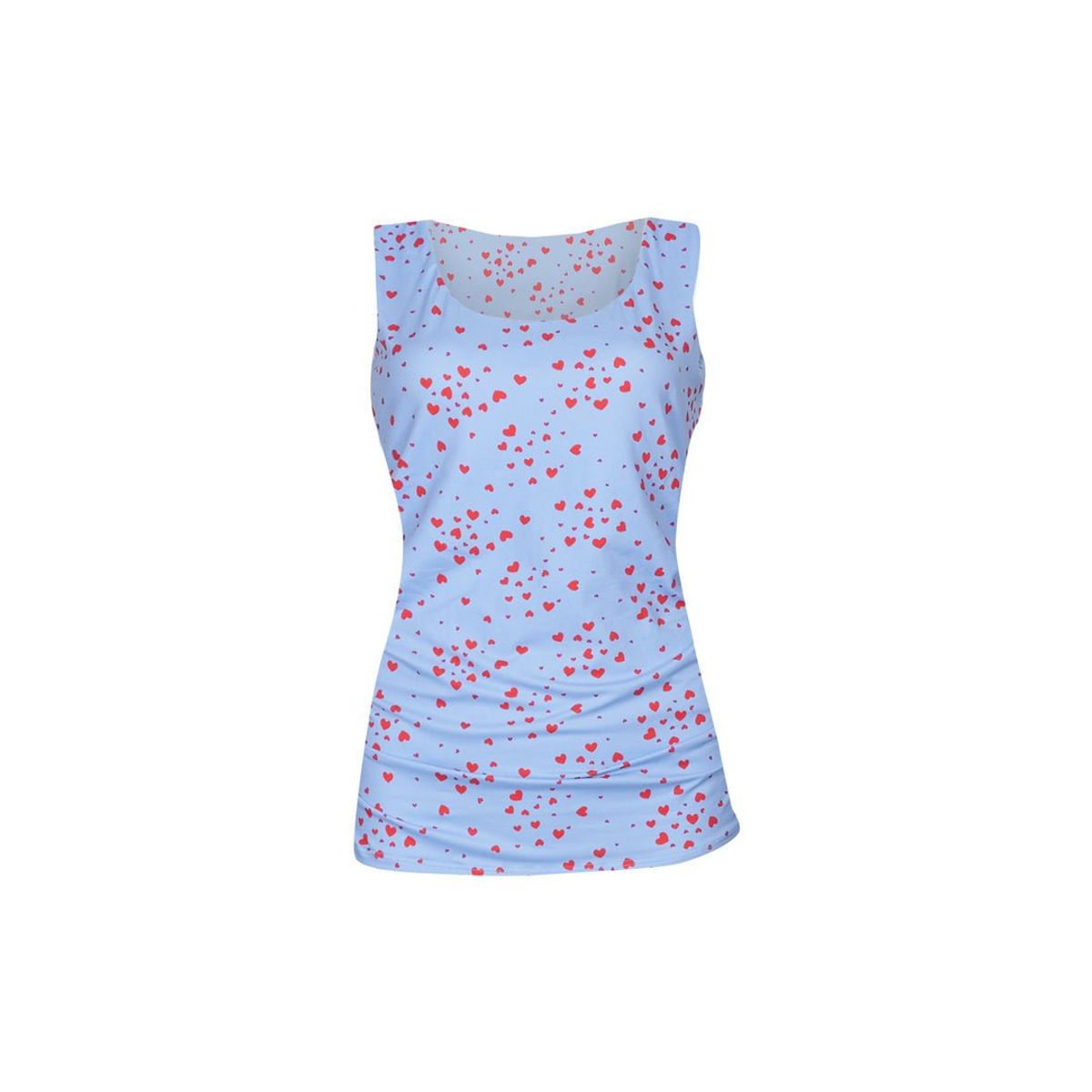 Alma Turn Top Light Blue Pink Heart L/XL