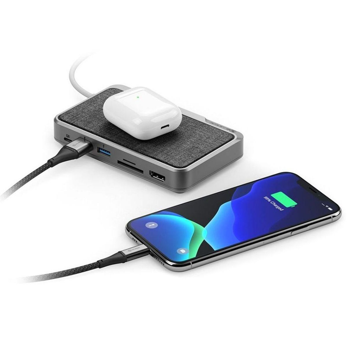 Alogic Ultra USB-C Dock, Qi trådløs oplader, 5000 mAh powerbank