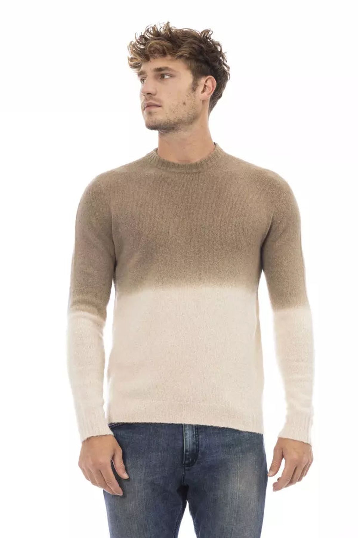 Alpha Studio Beige Læder Sweater