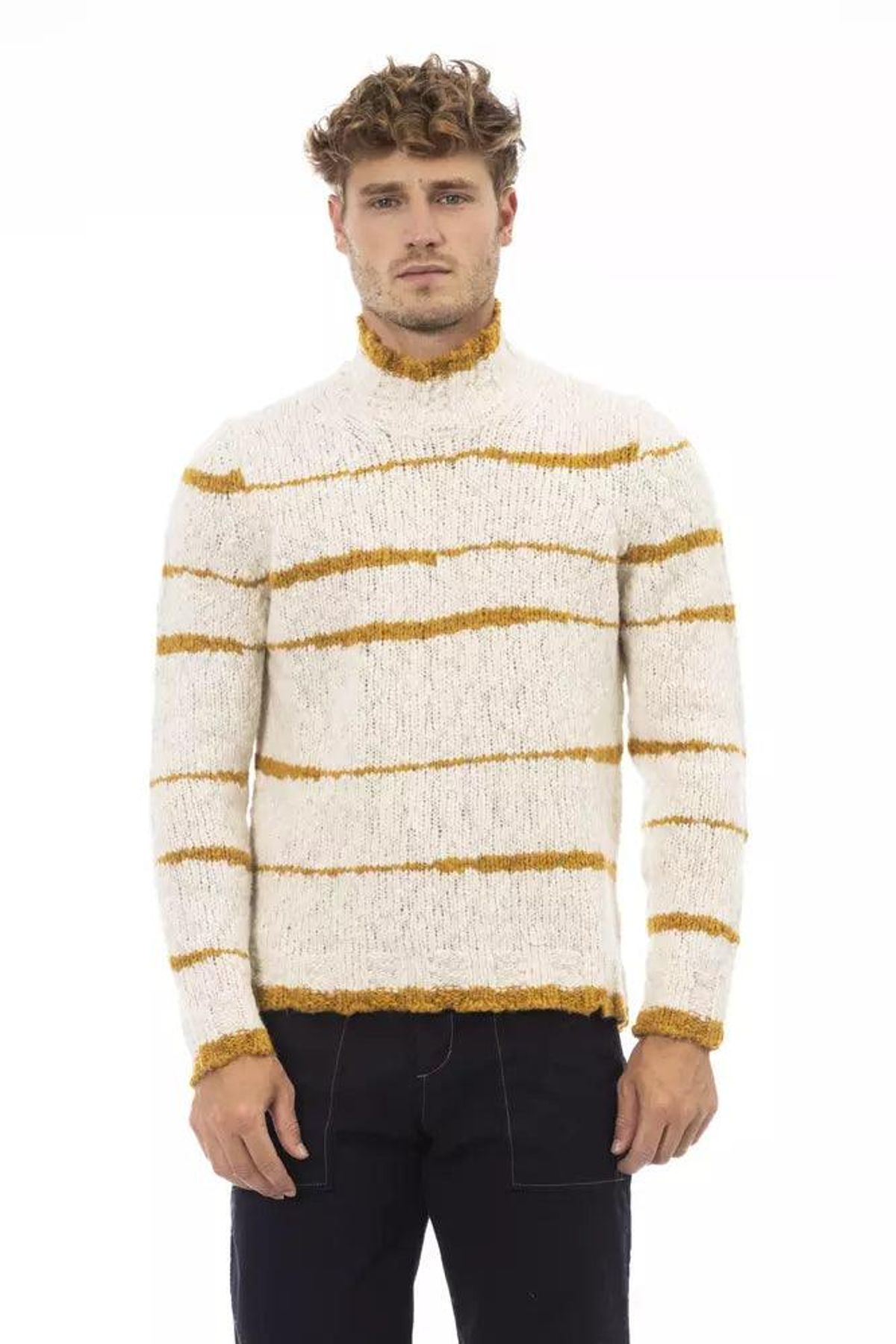 Alpha Studio Beige Læder Sweater