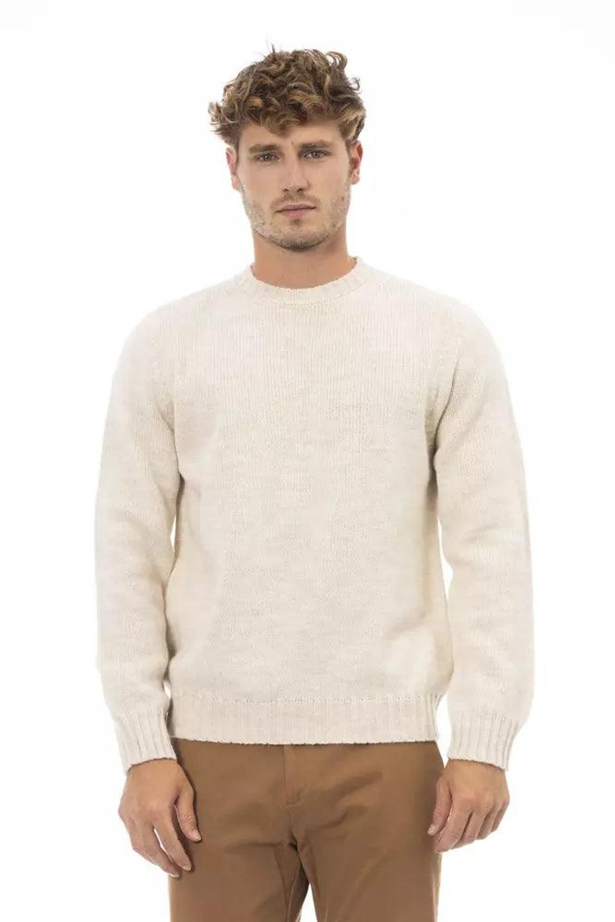 Alpha Studio Beige Læder Sweater