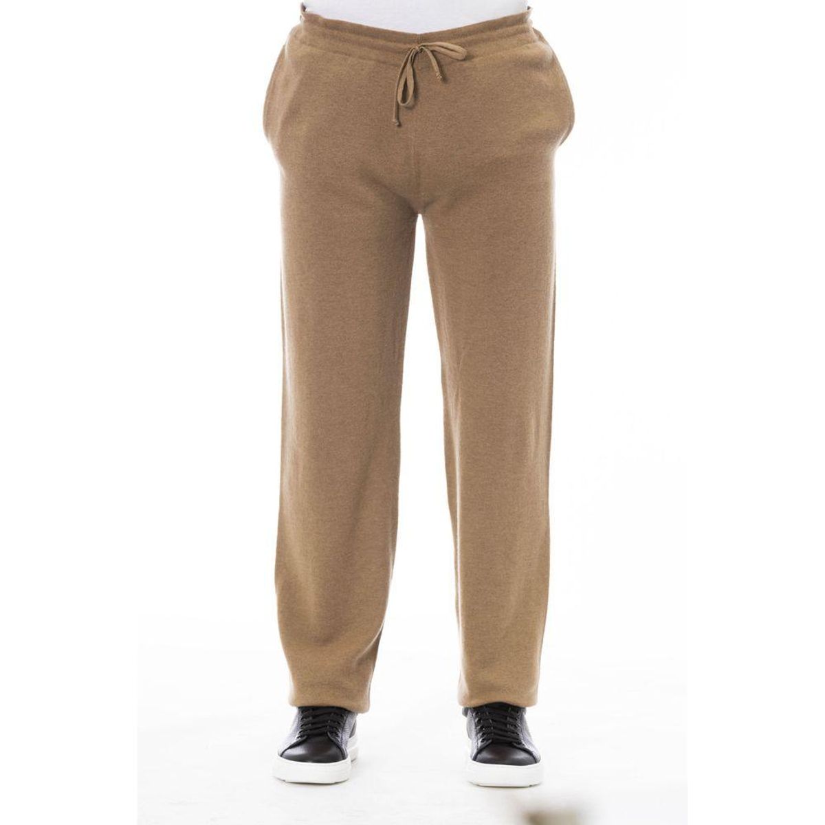 Alpha Studio Elegant Beige Drawstring Trousers