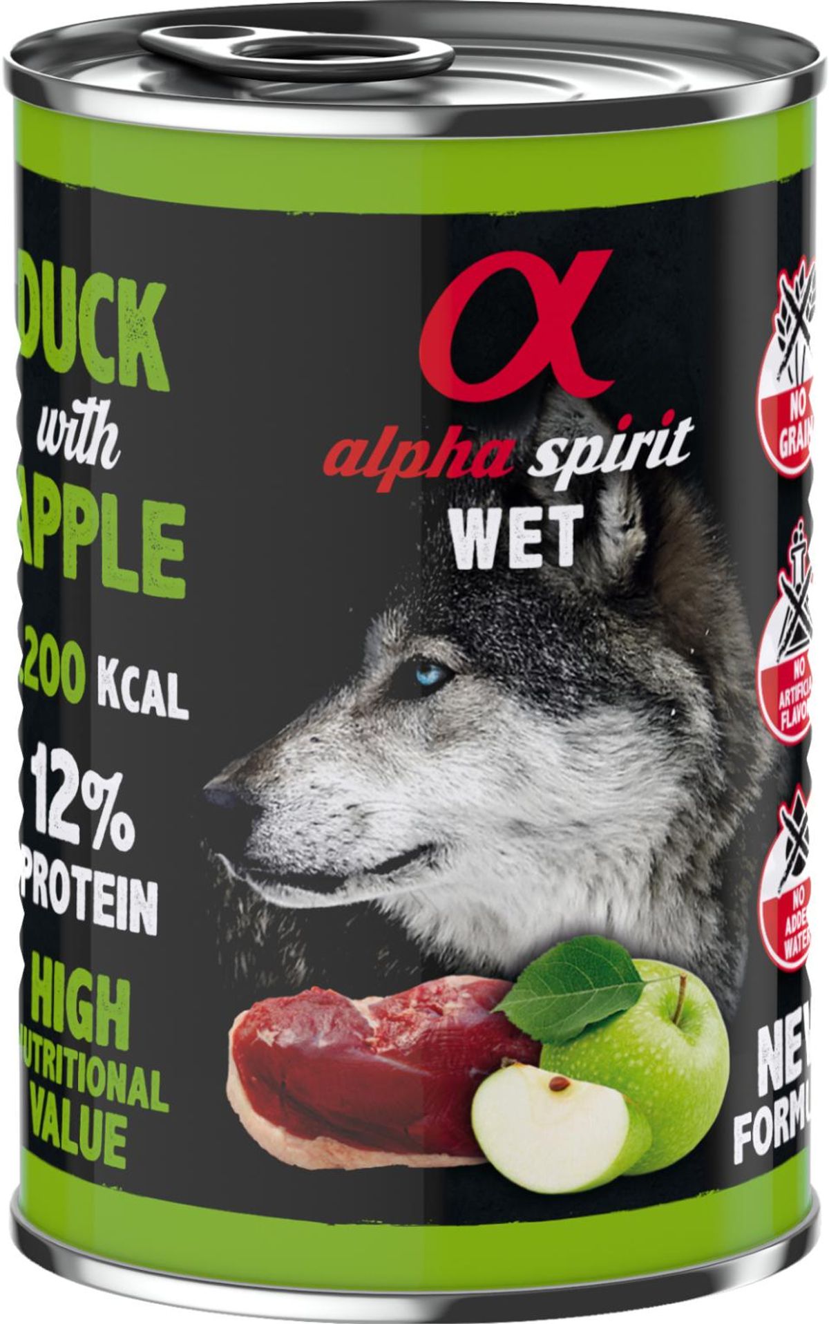 AlphaSpirit And med Grønne Æbler 400g, Vådfoder