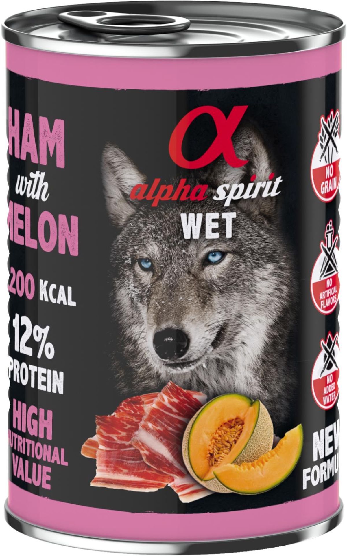 AlphaSpirit Skinke med Melon 400g, Vådfoder