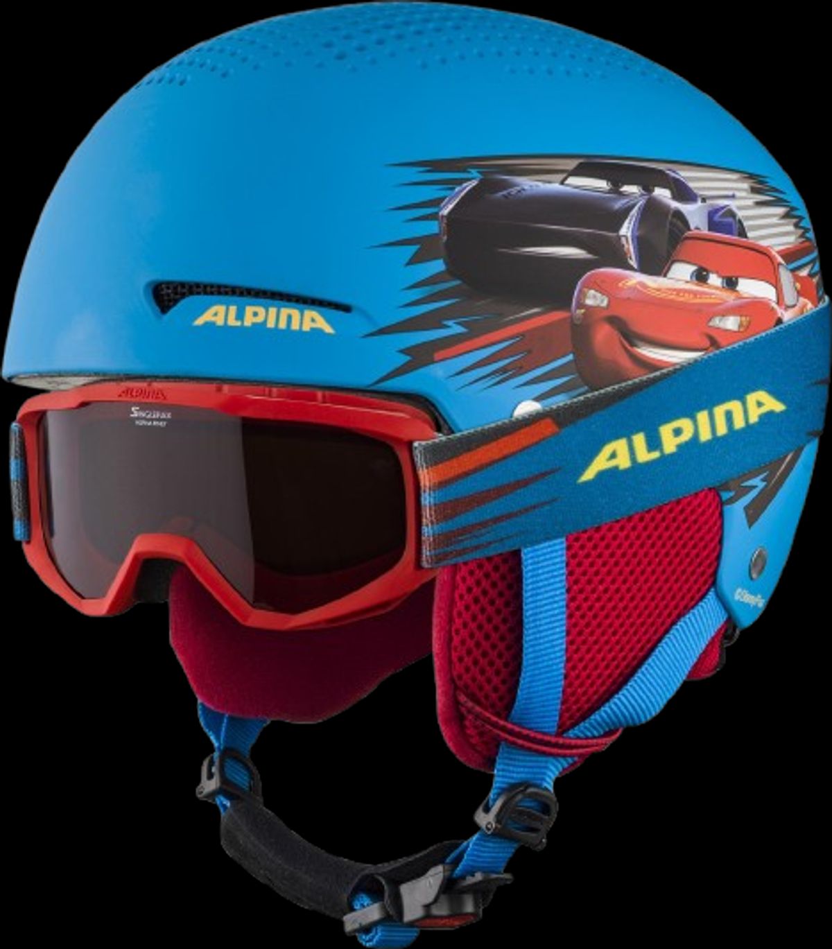 Alpina Zupo Disney Cars Skihjelm Og Brille (Farve: Blå, Størrelse: 48-52)