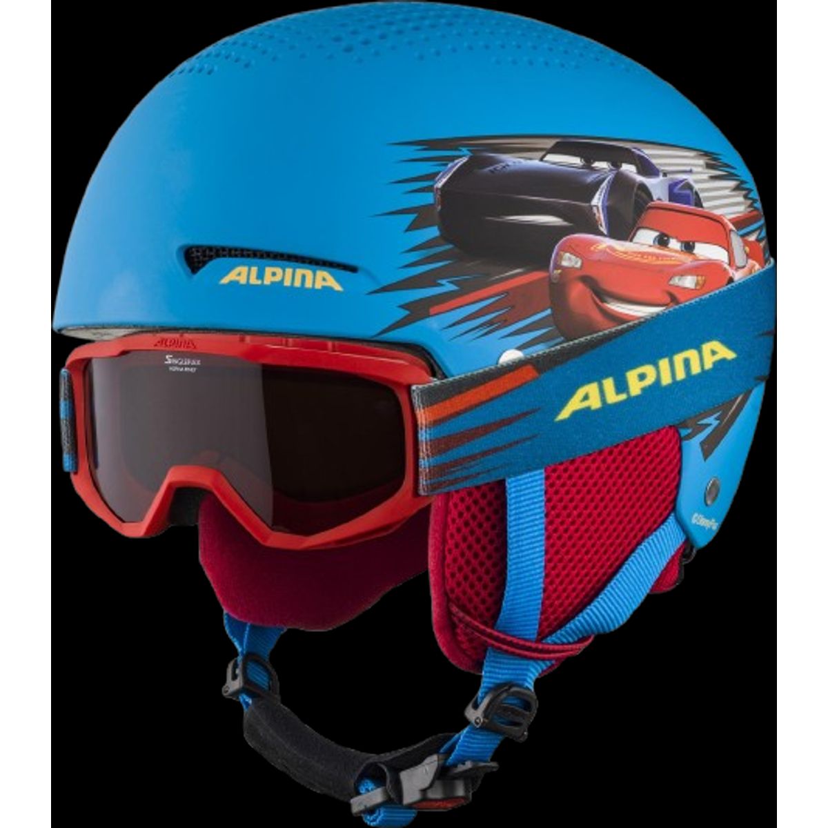 Alpina Zupo Disney Cars Skihjelm Og Brille (Farve: Blå, Størrelse: 51-55)