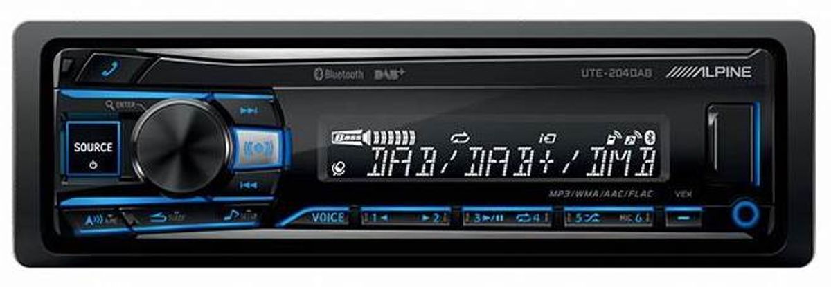 ALPINE UTE-204DAB 1-DIN Bilstereo m. Bluetooth og DAB+