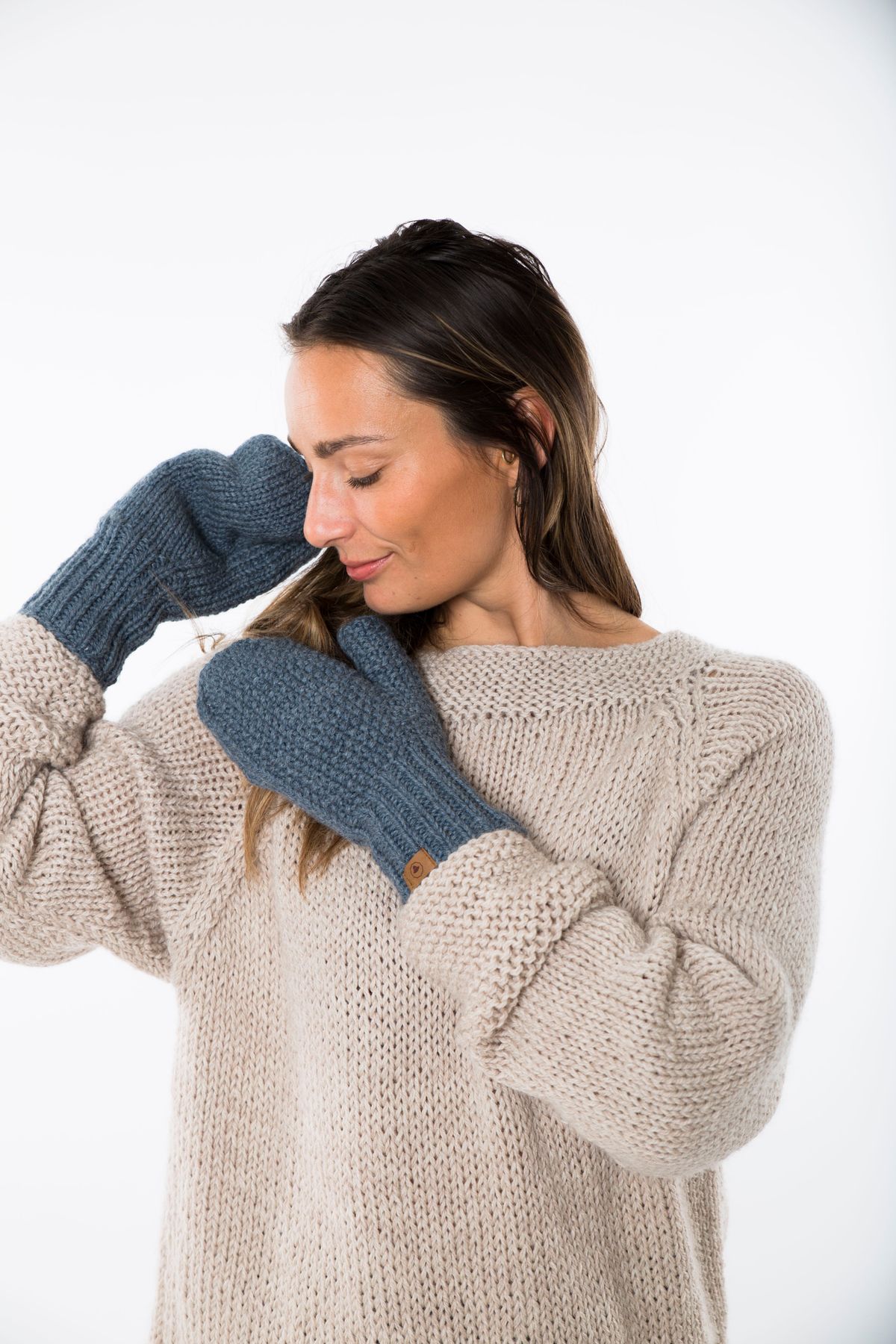 Alrune Mittens - Fuza Wool - Silver Blue