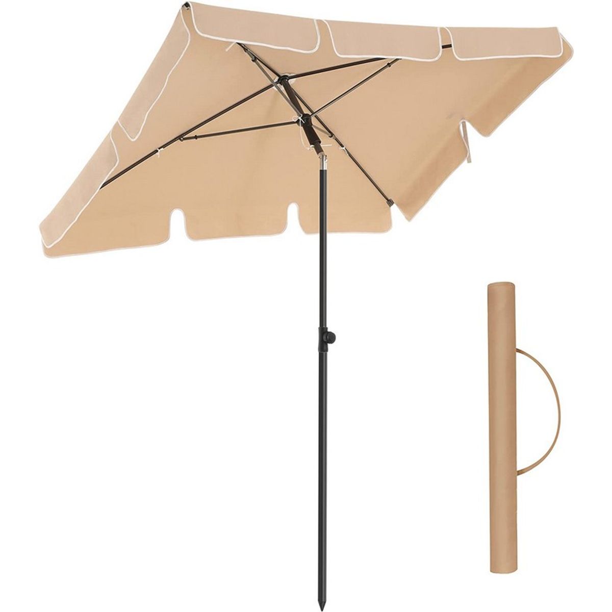 Altanparasol - rektangulær 2x1,25 M balkon parasol - taupe - Haveparasoller > Hængeparasoller og altanparasoller - Daily-Living