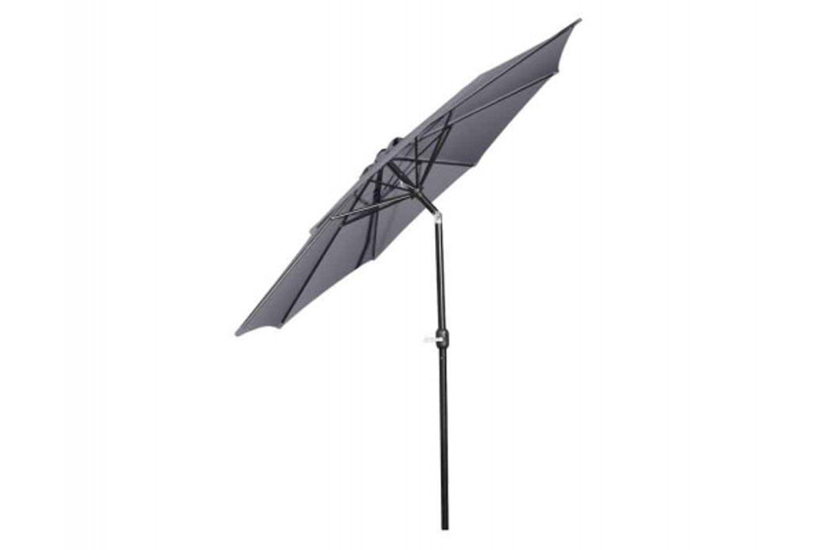 Alu parasol m/krank og tilt - Ø 3 meter - Grå